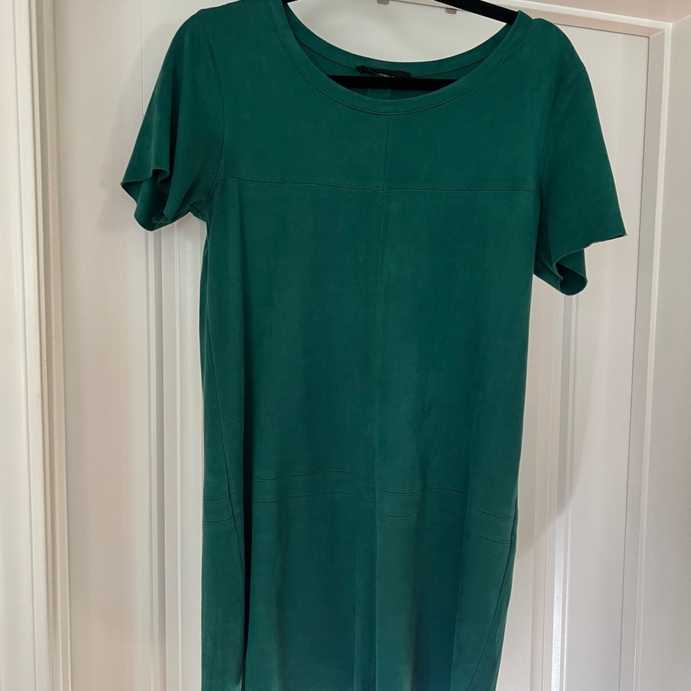 Nasty Gal Green  Suede Short Sleeve Dress